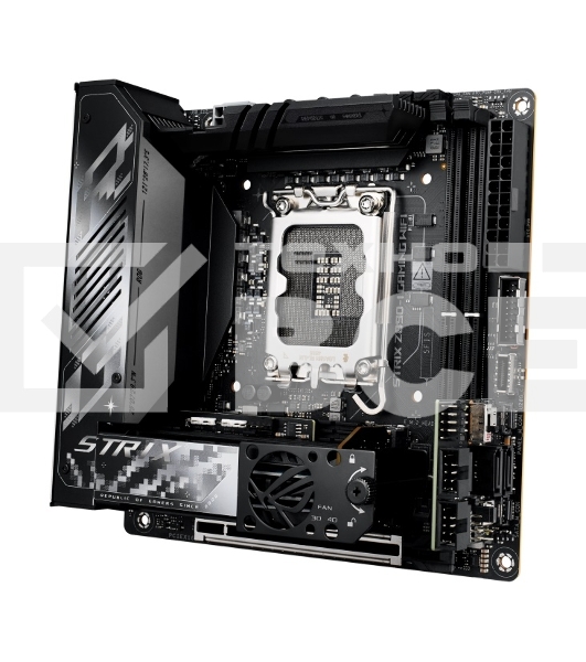 Материнская плата ASUS ROG STRIX Z890-I GAMING WIFI, LGA 1851, Intel Z890, 2xDDR5, 2xSATA, 2xM.2, 1xPCIe 5.0 x16, 1xHDMI, 2xUSB-C Thunderbolt 4, 1xUSB-C 20Gbps, 3xUSB-A 10Gbps, 1xUSB-A 5Gbps, 2xUSB-A 2.0, 1x 2.5Gb LAN, Mini-ITX