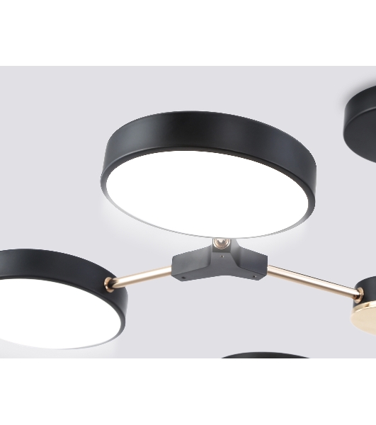 Люстра светодиодная на штанге Ambrella light FL516334/6 BK/FGD черный/золото 108W 3000-6000K D780*210 (без ПДУ)