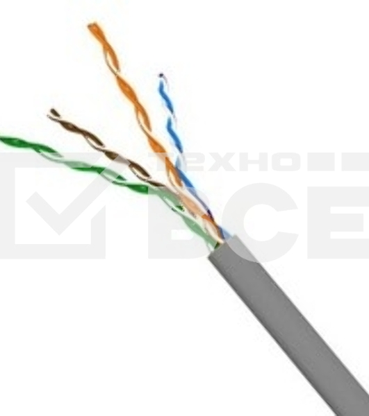 Кабель TWT UTP, серии XS, 2 пары, Кат.5e, PVC, 305 метров, серый