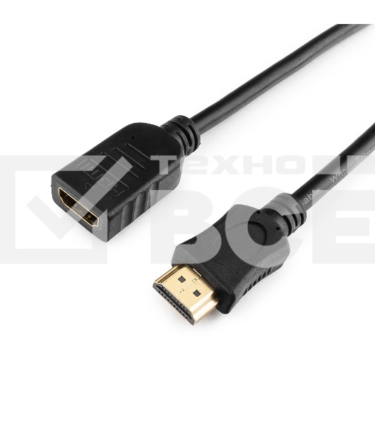 Кабель-удлинитель HDMI Cablexpert CC-HDMI4X-6, 19M/19F, v2.0, позол.разъемы, экран, 1.8м, черный, пакет