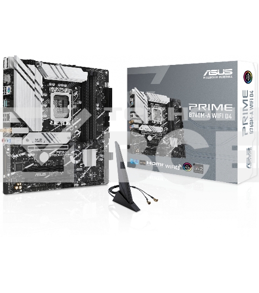 Материнская плата ASUS PRIME B760M-A WIFI D4, LGA 1700, Intel B760, 4xDDR4, 4xSATA, 2xM.2, 1xPCIe 4.0 x16, 1xPCIe 4.0 x4, 1xPCIe 4.0 x1, 2xHDMI, 1xDP, 1x 2.5Gb LAN, 2xUSB-A 3.2 Gen 2, 4xUSB-A 2.0, 3x3.5 мм, 7.1, mATX