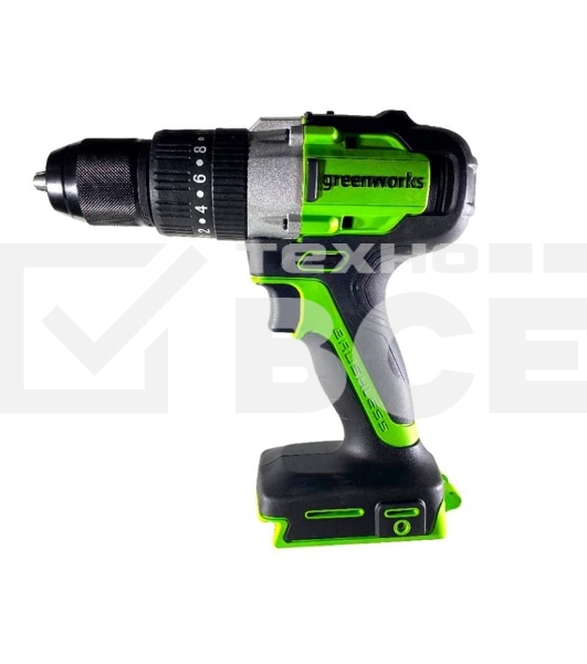 Дрель-шуруповерт аккумуляторная GREENWORKS GD24DD60K2, Аккумуляторная, 18В, Ударная, Кейс