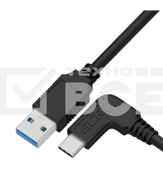 Кабель GCR интерфейсный USB 3.0 (USB 3.2 Gen 1) Type C 3.0m, АМ / CM угловой, 5 Гбит/с, черный,  GCR-54770