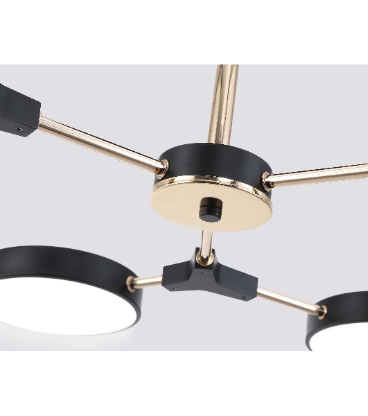 Люстра светодиодная на штанге Ambrella light FL516334/6 BK/FGD черный/золото 108W 3000-6000K D780*210 (без ПДУ)