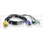 Шнур, мон., клав.+мышь USB, SPHD=)HD DB15+USB A-Тип+2x6MINI-DIN, Male-4xMale, 8+8 проводов, опрессованный, 1.8 метр., черный, (с поддерKой KVM PS/2) USB-PS/2 HYBRID CABLE. 1.8M, фото 1
