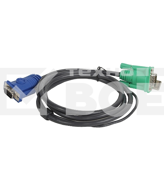 Кабель KVM ATEN 2L-5201U USB(тип А Male)+HDB15(Male) <-> SPHD15(Male) 1,2м., черный.