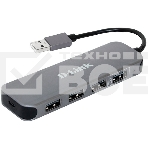 Концентратор USB D-Link DUB-H4/E1A, 4-port USB 2.0 Hub.4 downstream USB type A (female) ports, 1 upstream USB type A (male), support Mac OS, Windows XP/Vista/7/8/10, Linux, support USB 1.1/2.0, fast charge mode.Pow, фото 1