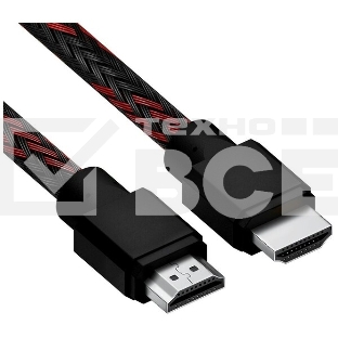 Кабель 1.5m HDMI 2.0, BICOLOR черно-красный нейлон, Ultra HD, 4K 60 fps 60Hz/5K*30Hz, 3D, AUDIO, 18.0 Гбит/с, 28AWG