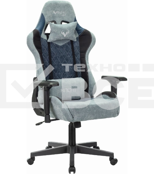 Кресло игровое Бюрократ VIKING 7 KNIGHT BL FABRIC синий текстиль/эко.кожа крестовина металл/пластик