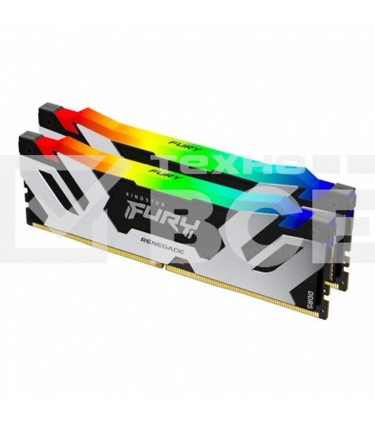 Оперативная память Kingston Fury Renegade, DDR5, 96GB (2x48GB), 6000MHz, CL32, с радиаторами, cеребристый/черный