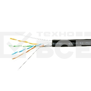 Кабель Cablexpert Россия FPC-5051E-4-CU-OUTR, FTP outdoor 4x2x0.51 на тросу, медный, кат.5e, однож., 305м, coil, черный