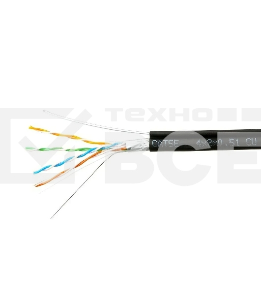 Кабель Cablexpert Россия FPC-5051E-4-CU-OUTR, FTP outdoor 4x2x0.51 на тросу, медный, кат.5e, однож., 305м, coil, черный