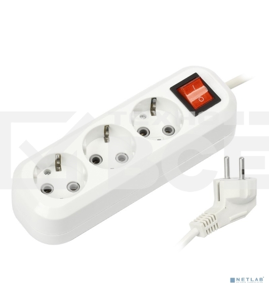 Удлинитель Smartbuy SBE-16-3-05-ZS 3 гнезда 5 метра 16А/3,5кВт с выключателем и заземлением ПВС 3х1 мм2