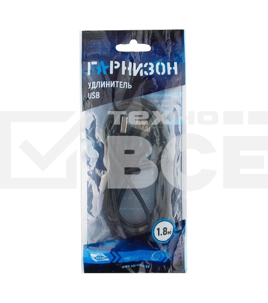 Кабель удлинитель USB 2.0 Гарнизон GCC-USB2-AMAF-1.8M, AM/AF, 1.8м, пакет