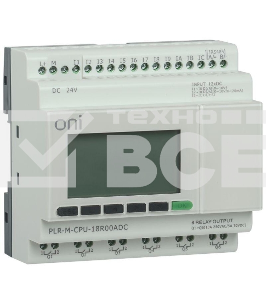 Контроллер программируемый логистический (микро ПЛК) PLR-M. CPU DI12/DO06(R) 24В DC ONI PLR-M-CPU-18R00ADC