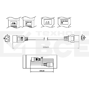 Кабель Hyperline PWC-IEC19-IEC20-1.8-BK Кабель питания IEC 320 C19 - IEC 320 C20 (3x1.5), 1.8 м