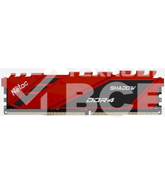 Оперативная память NETAC Shadow, DDR4, 8GB (1x8GB), 3600MHz, CL18, с радиаторами, красный