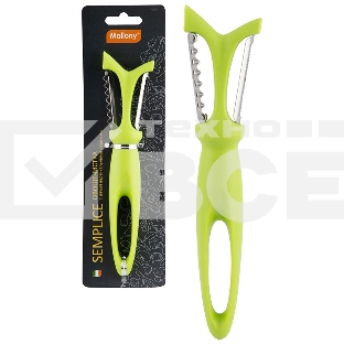 Овощечистка MALLONY SEMPLICE, р-р 18x4,3x2,4 см, с двумя вертикальными лезвиями, с пластиковой ручкой