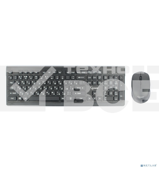 Комплект клавиатура+мышь беспроводные Gembird KBS-7200, черный, 2.4ГГц/10м, 1600 DPI, мини-приемник- USB