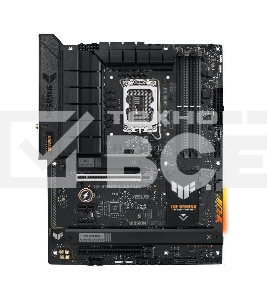 Материнская плата ASUS TUF GAMING B760-PLUS WIFI, LGA 1700, Intel B760, 4xDDR5, 4xSATA, 3xM.2, 1xPCI-E 5.0 x16, 1xPCI-E 3.0 x4, 1xUSB-A 3.2 Gen 2, 3xUSB-A 3.2 Gen 1, 1xUSB-C 3.2 Gen 2x2, 1x2.5Gb LAN, 5x3.5 мм, 7.1, Wi-Fi 6, Bluetooth 5.2, Standard-ATX