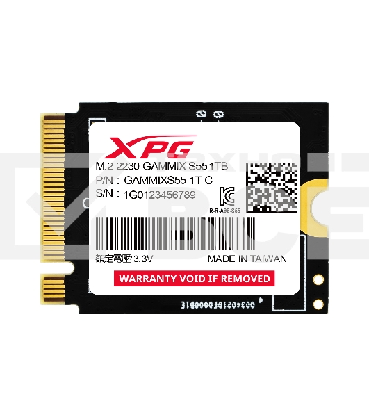 Накопитель SSD ADATA XPG GAMMIX S55, 1Tb, PCIe 4.0 x4, 2230, NVMe, R/W 5000/3700