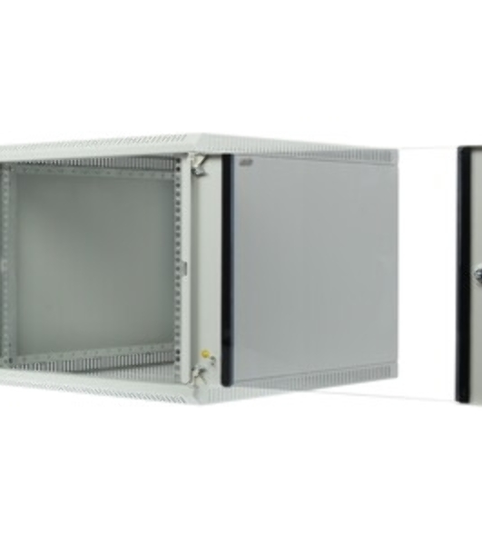 Шкаф настенный ЦМО ШРН-Э-9.650 9U 600x650мм пер.дв.стекл несъемные бок.пан. серый