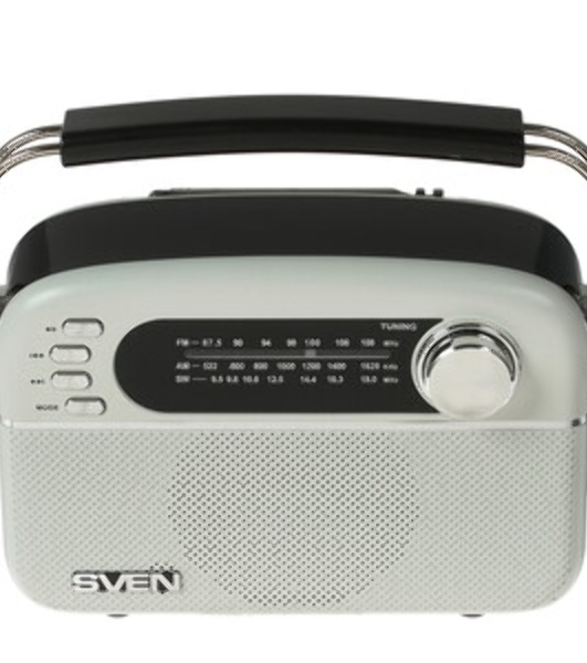 Радиоприемник белый SVEN SRP-505 (4 Вт, FM/AM/SW, USB, SD/microSD, Bluetooth, 1200 мАч)