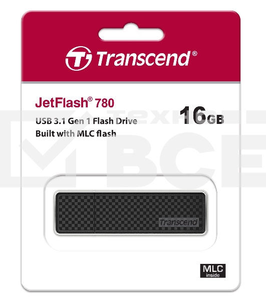 Флешка USB Transcend JetFlash 780 (TS16GJF780), 16 Gb, USB 3.0, R/W 140/40, черный/серебристый