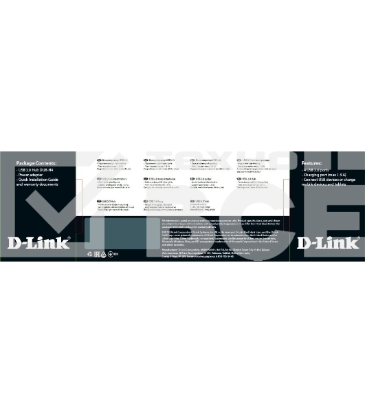Концентратор USB D-Link DUB-H4/E1A, 4-port USB 2.0 Hub.4 downstream USB type A (female) ports, 1 upstream USB type A (male), support Mac OS, Windows XP/Vista/7/8/10, Linux, support USB 1.1/2.0, fast charge mode.Pow