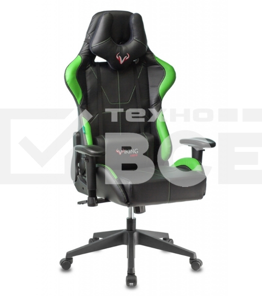 Кресло игровое Бюрократ VIKING 5 AERO LGREEN черный/салатовый искусственная кожа