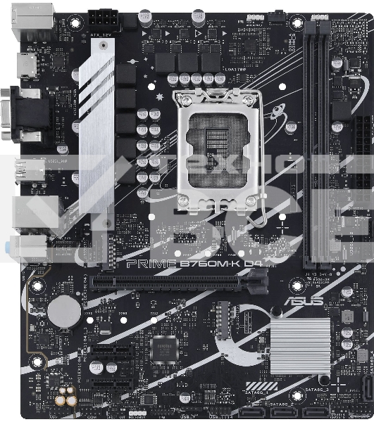 Материнская плата ASUS PRIME B760M-K D4, LGA 1700, Intel B760, 2xDDR4, 4xSATA, 2xM.2, 1xPCIe 4.0 x16, 2xPCIe x1, 1xHDMI, 1xVGA, 1x 2.5Gb LAN, 2xUSB-A 3.2 Gen 1, 2xUSB-A 2.0, 3x3.5 мм, 7.1, mATX