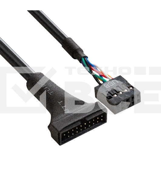 Кабель-переходник USB 2.0-USB 3.0 ExeGate EX-CC-U3U2-0.15 (9pin(F)/19pin(M), 0,15м)