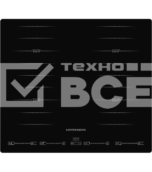 Встраиваемая электрическая панель Kuppersberg ICS 644 60 см, индукция, 4 конфорки, Flexi-zone, черный цвет