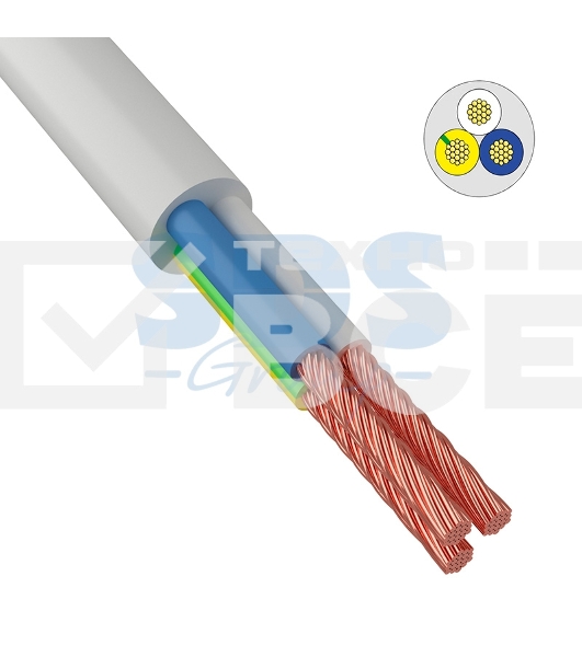 Провод соединительный ПВС 3x0,75 мм² 200 м белый ГОСТ 7399-97