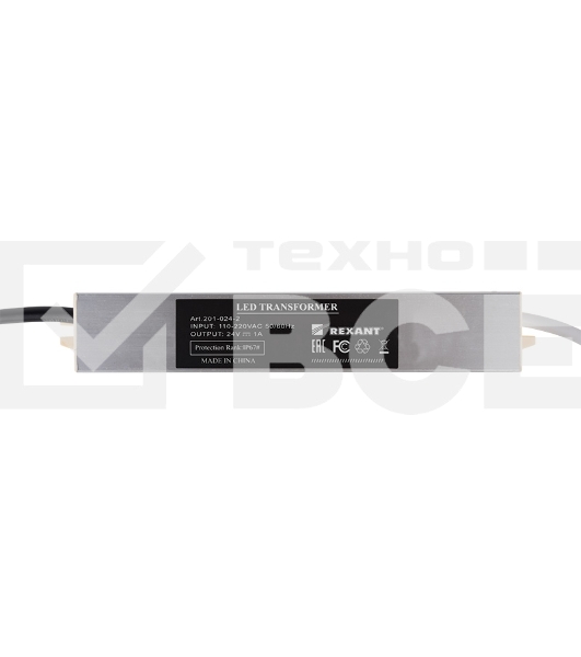 Источник питания тонкий 220 V AC/24 V DC 1 А 24 W с проводами, влагозащищенный (IP67)