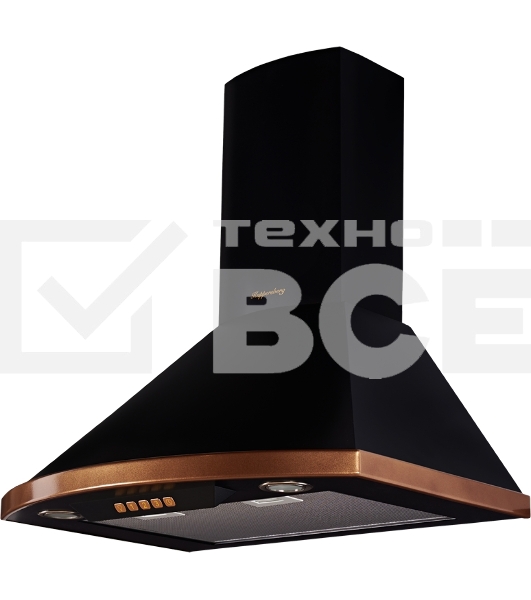 Вытяжка Kuppersberg BONA 60 B Bronze, ширина 60 см, отвод/рециркуляция, 650 м3/час, электронное управление, 3 скорости, галогеновое освещение 2х20 Вт, анодированные алюминиевые жироулавливающие фильтры, угольный фильтр С6С (опция), 42 дБ, цвет чёрный, отд