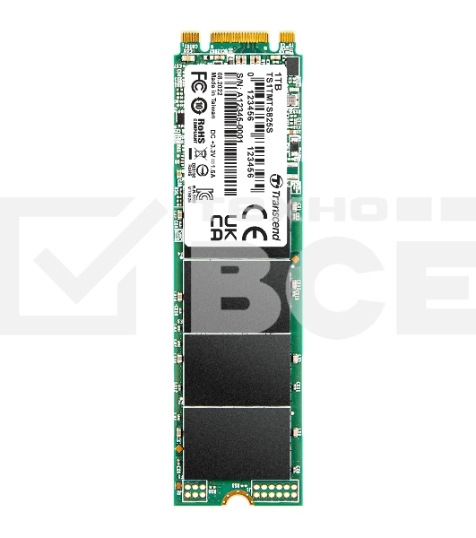 Накопитель SSD Transcend MTS825, 1TB, M.2 2280, SATA 3, R/W 550/500 MB/s