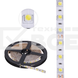 Лента LED 3 м 12 В 5050 6500 К IP65 60 LED/м для БП с клеммами LAMPER