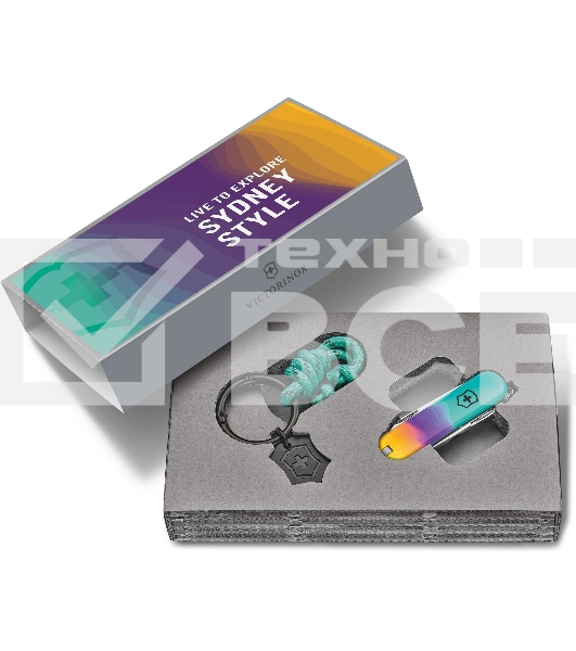 Нож перочинный Victorinox Classic SD Sydney Style (0.6223.E222) 58мм 7 функций бирюзовый подар.коробка