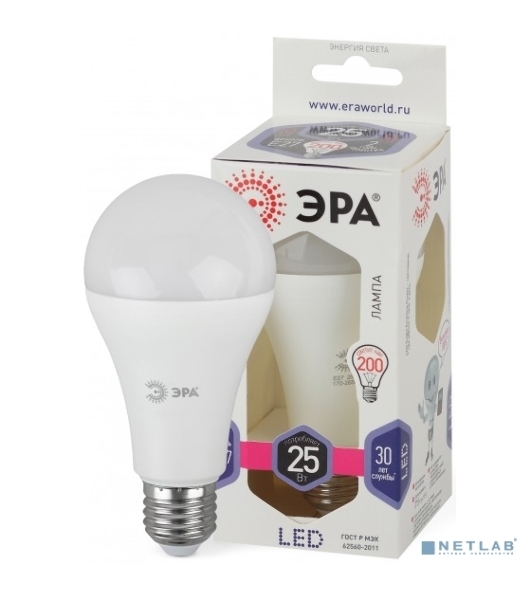 Лампа светодиодная ЭРА Светодиодная лампа груша LED A65-25W-865-E27