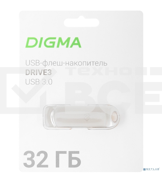 Флеш диск Digma 32Gb DRIVE3 DGFUM032A30SR USB3.0 серебристый