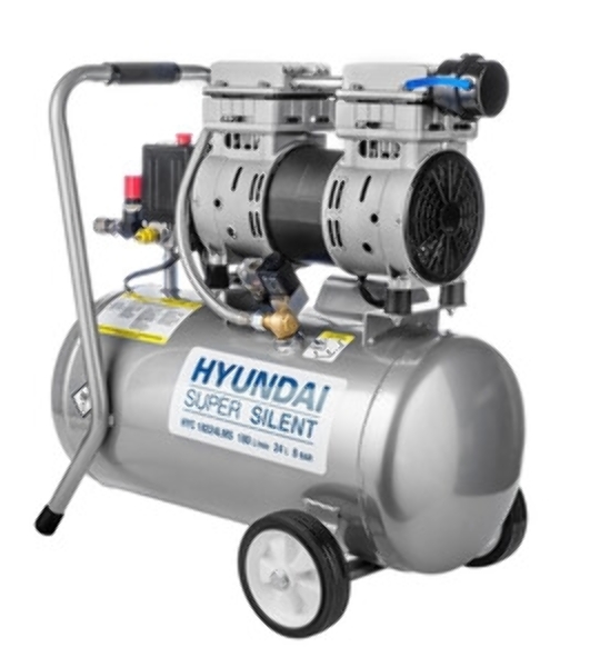Компрессор поршневой Hyundai HYC 18224LMS безмасляный 180л/мин 24л 1000Вт серебристый