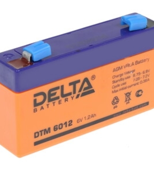Батарея Delta DTM 6012 (1.2 А\ч, 6В) свинцово- кислотный аккумулятор