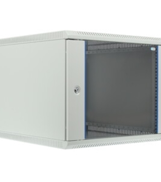 Шкаф настенный ЦМО ШРН-Э-9.650 9U 600x650мм пер.дв.стекл несъемные бок.пан. серый