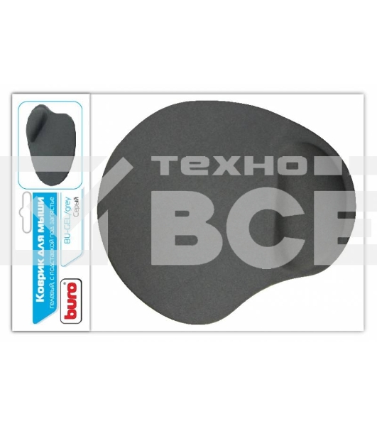 Коврик для мыши гелевый BU-GEL/grey, серый, 230х205х25, BURO