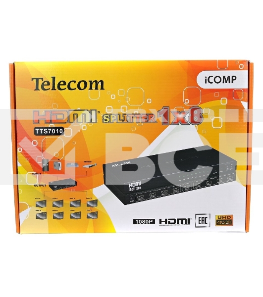 Разветвитель Telecom HDMI 1=>8 4k@30 HZ <TTS7010>