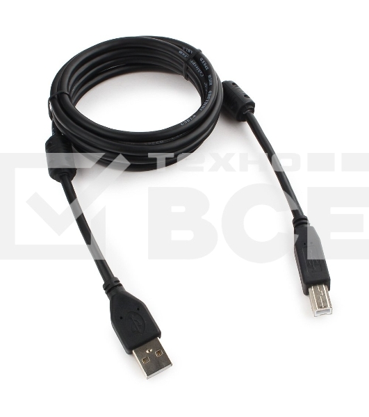 Кабель USB 2.0 Pro Cablexpert CCF2-USB2-AMBM-6, AM/BM, 1.8м, экран, 2феррит.кольца, черный, пакет