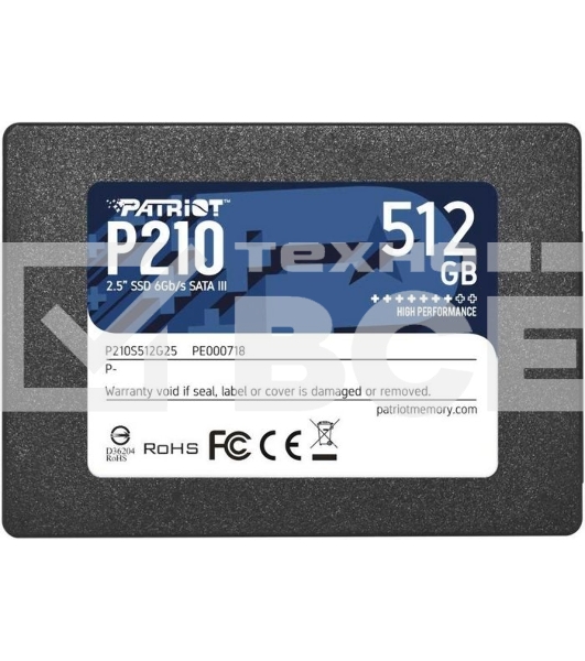 Накопитель SSD Patriot P210, 512GB, SATA III, 2.5