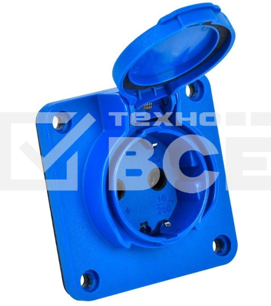 Розетка панельная MAGNUM 2P+PE 16А IP54 РП17-3 увел. фланец с защ. крышкой с заземл. син. IEK PSN71-016-3-4-54-K07