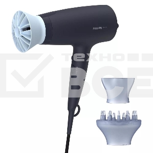 Фен Philips Фен Philips/ 2100 Вт, 6 режимов, ионизация, ThermoProtect, концентратор, диффузор, шнур 1,8 м. Цвет: синий.
